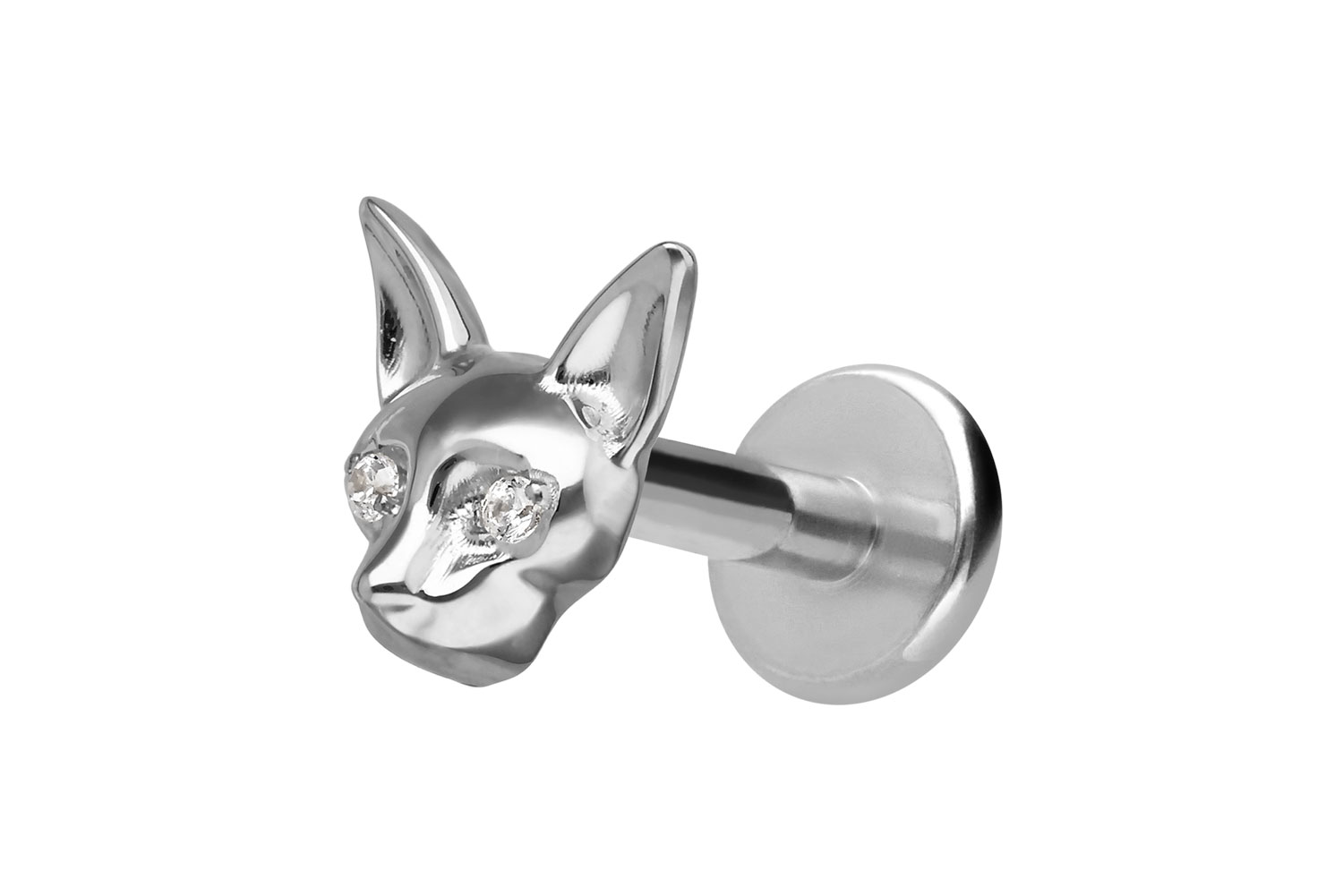 Titan Labret Piercing mit Innengewinde KATZE